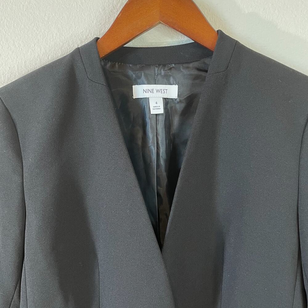 NWT Nine West Women's Single Button Blazer Black Size 4 Business Career Office - Picture 4 of 9